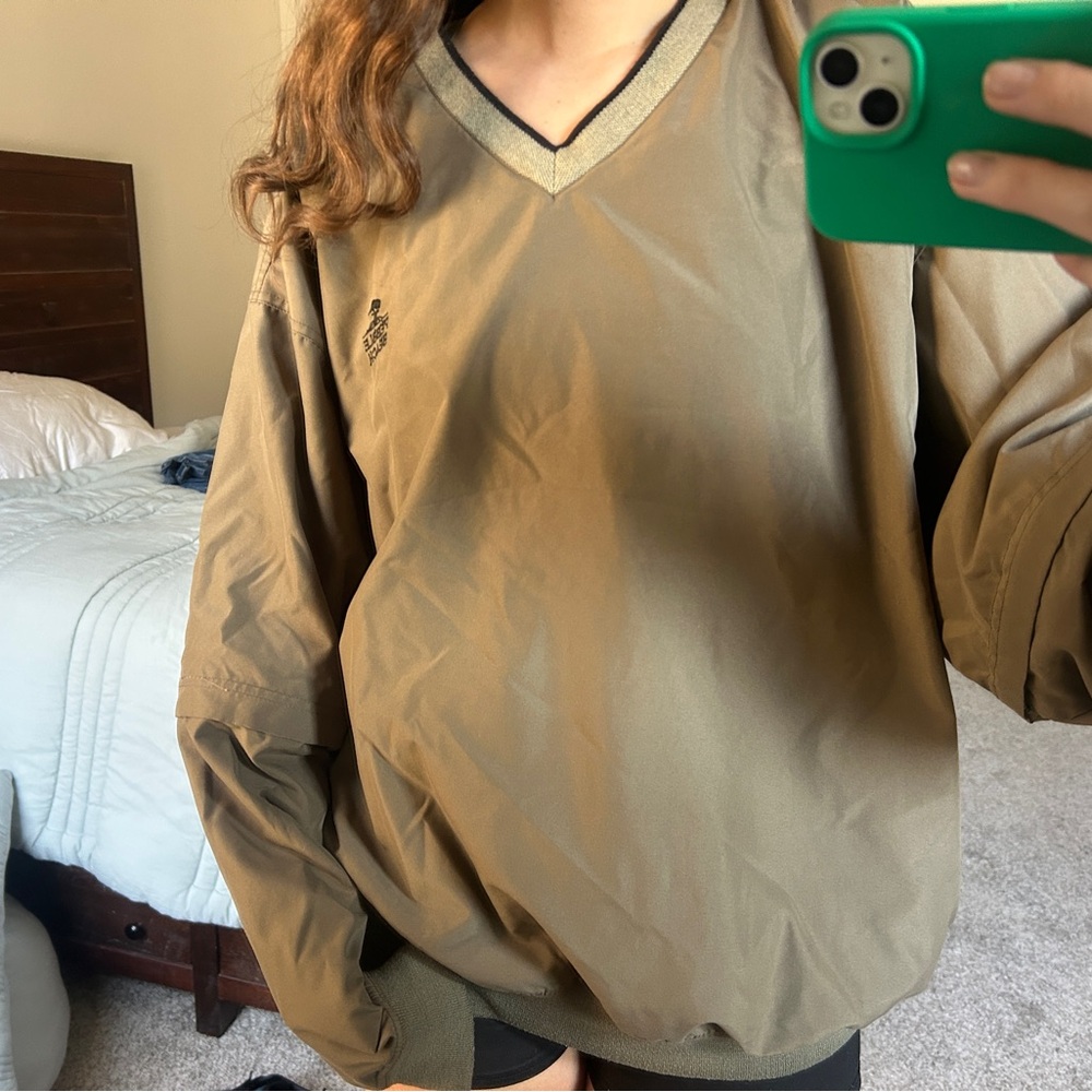 PEBBLE BEACH Olive Green V-Neck Pullover